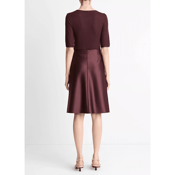 Vince Satin Above Knee Skirt Oxblood