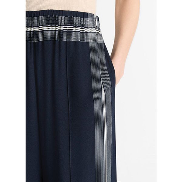 Vince Mid Rise Placed Stripe Pull On Pant Coastal/Pale Canyon