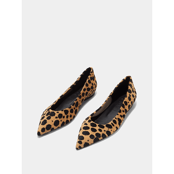 Aeyde Cassy Ballet Flats Leopard Beige/Black