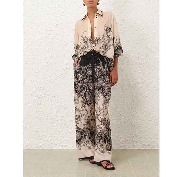 Zimmermann Rhiannon Relaxed Shirt Cream/Black Floral