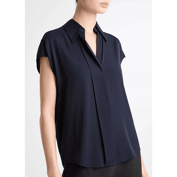 Vince Cap Slv Hidden Plkt Blouse Coastal