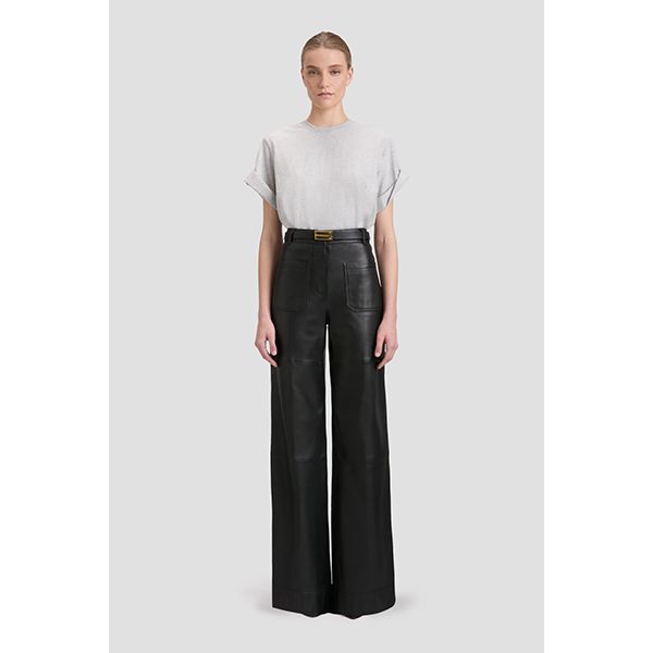 Victoria Beckham Alina Leather Trouser Black