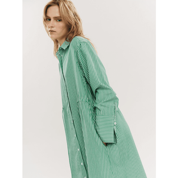 Once Untold Sally Midi Dress Vineyard Green Stripe
