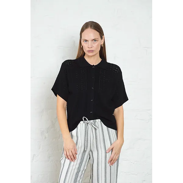 Arnie Says Emilie Mix Knit Top Black