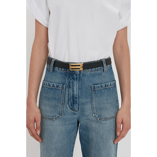 Victoria Beckham Regular Dorian Frame Belt Black Gold