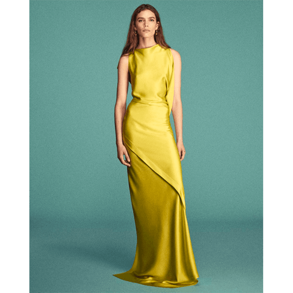 Victoria Beckham Sleeveless Draped Gown Chartreuse