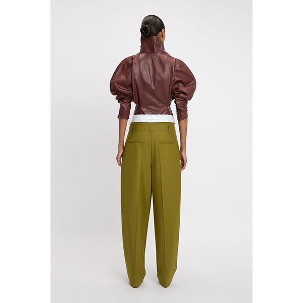 Victoria Beckham Dolman Sleeve Leather Top Port
