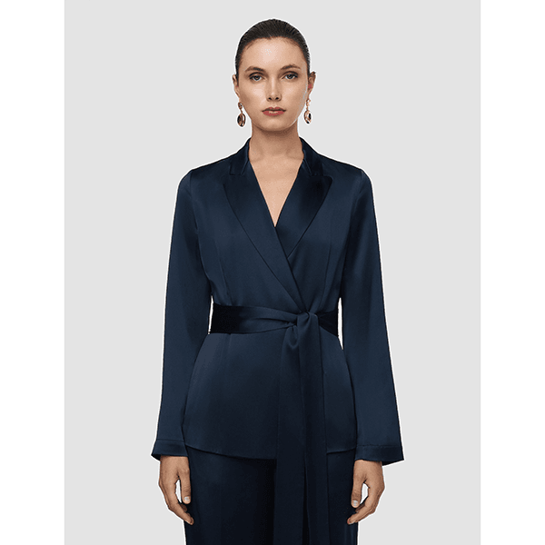 JOSEPH Isaak Long Skirt Silk Satin Indigo