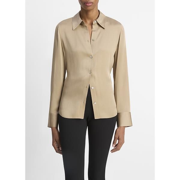 Vince Slim Fit Classic Shirt Fawn