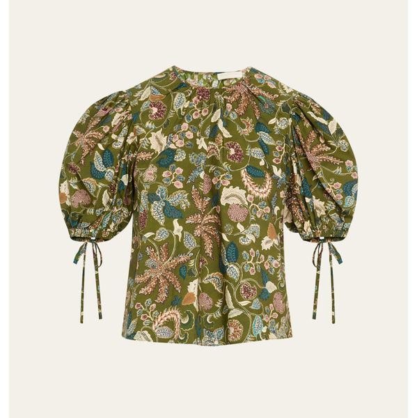 Ulla Johnson Coralie Short Sleeve Blouse Lichen
