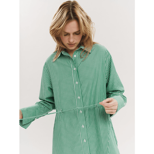 Once Untold Sally Midi Dress Vineyard Green Stripe