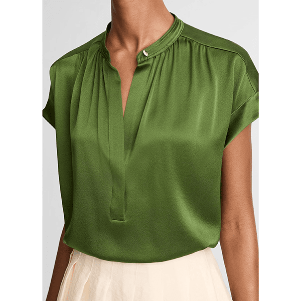 Vince Gathered Nk Cap Slv Blouse Herb