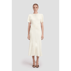 Main Image Victoria Beckham Gathered Waist Midi Dress Ivory