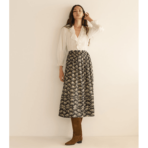 Marcie Skirt Noir Rosier Floral