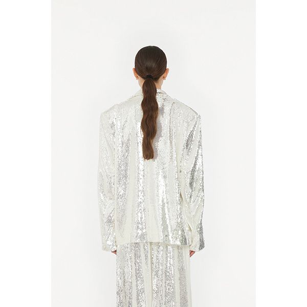 ROTATE Sequins Loose Fit Blazer Bright White
