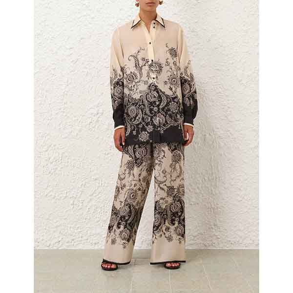 Zimmermann Rhiannon Relaxed Pant Cream/Black Floral