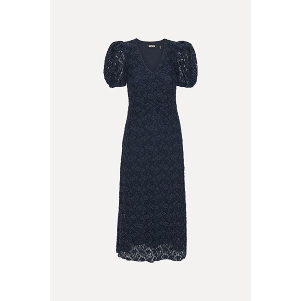 ROTATE Lace Puff Sleeve Dress Navy Blazer