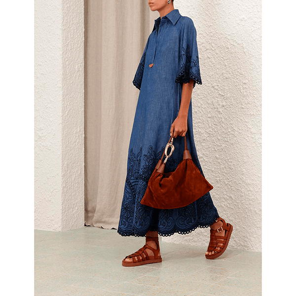 Zimmermann Coco Embroidered Denim Dress
