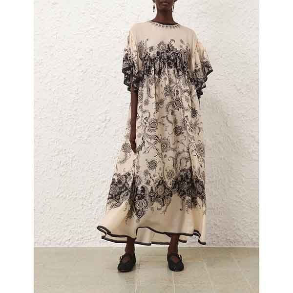 Zimmermann Rhiannon Maxi Dress Cream/Black Floral