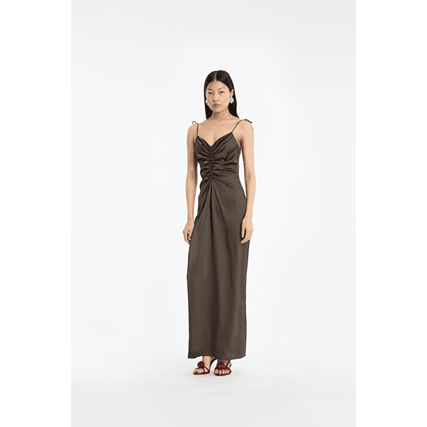 ROTATE V-neck Slip Dress Black Olive
