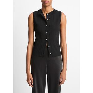 Image of Vince Button Up Sweater Shell Black