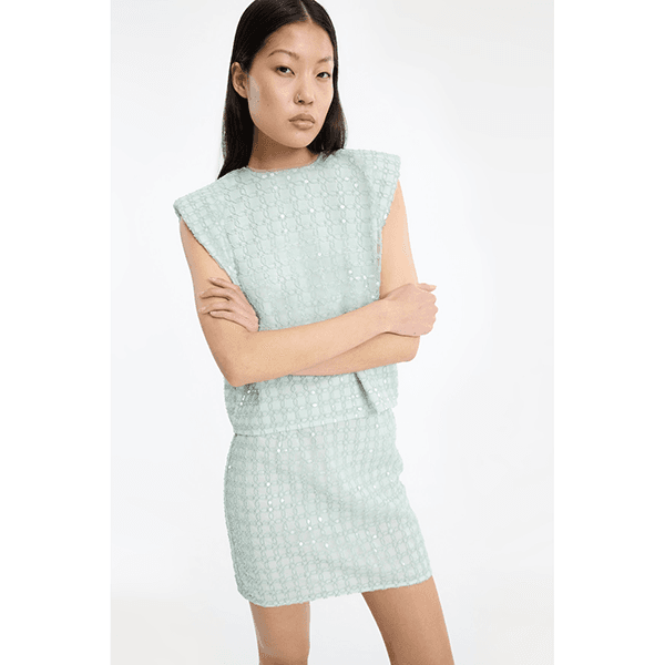 ROTATE Beaded Mini Skirt Ice Flow
