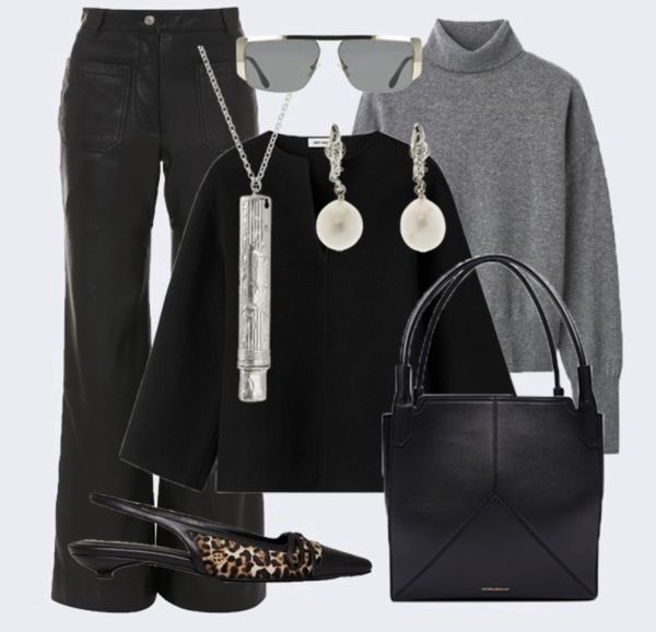 Victoria Beckham Alina Leather Trouser Black