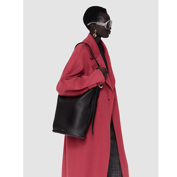 JOSEPH Bucket Pebble Leather Bag Cocoa