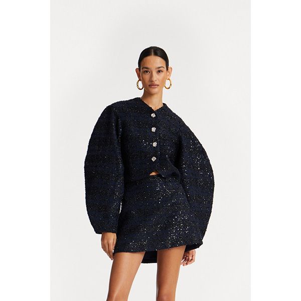 ROTATE Boucle Short Jacket Navy Blazer