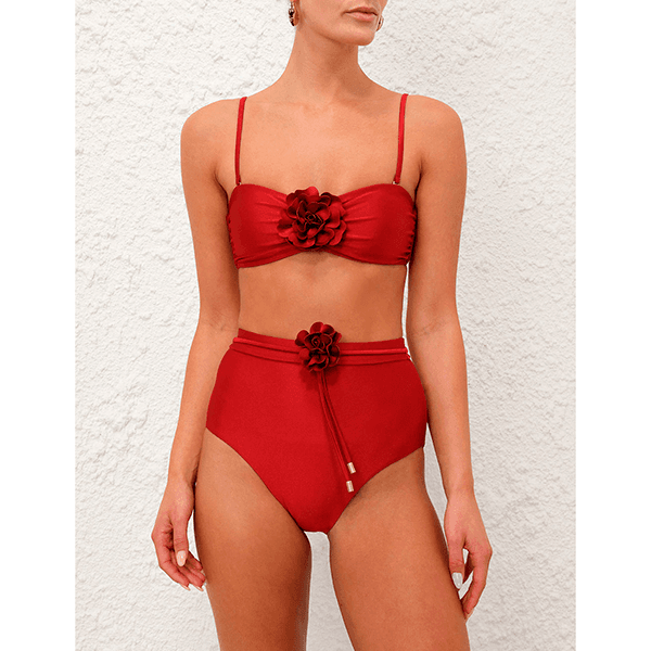 Zimmermann Cascadian Flower High Pant Dark Red