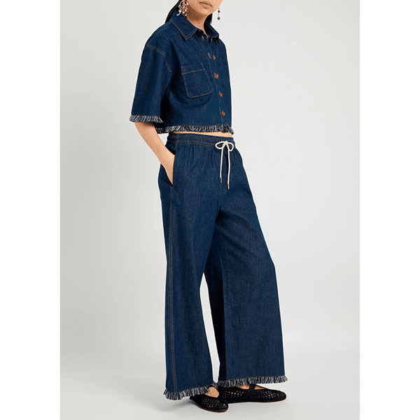 Zimmermann Rhiannon Fringe Denim Pant Atlantic