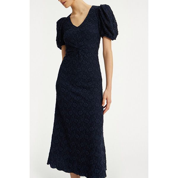 ROTATE Lace Puff Sleeve Dress Navy Blazer